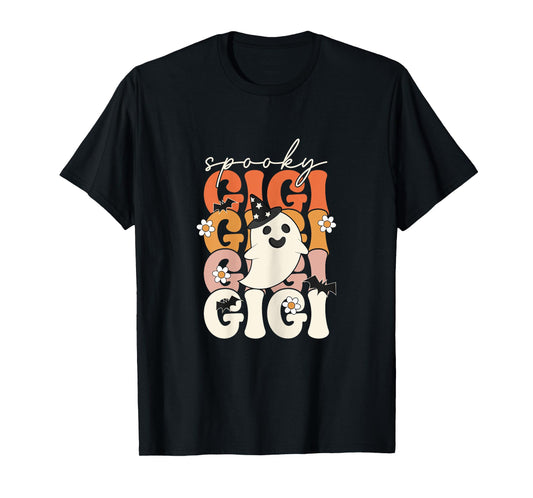 Spooky Gigi Funny Mom Halloween Ghost Witch Bat T-Shirt