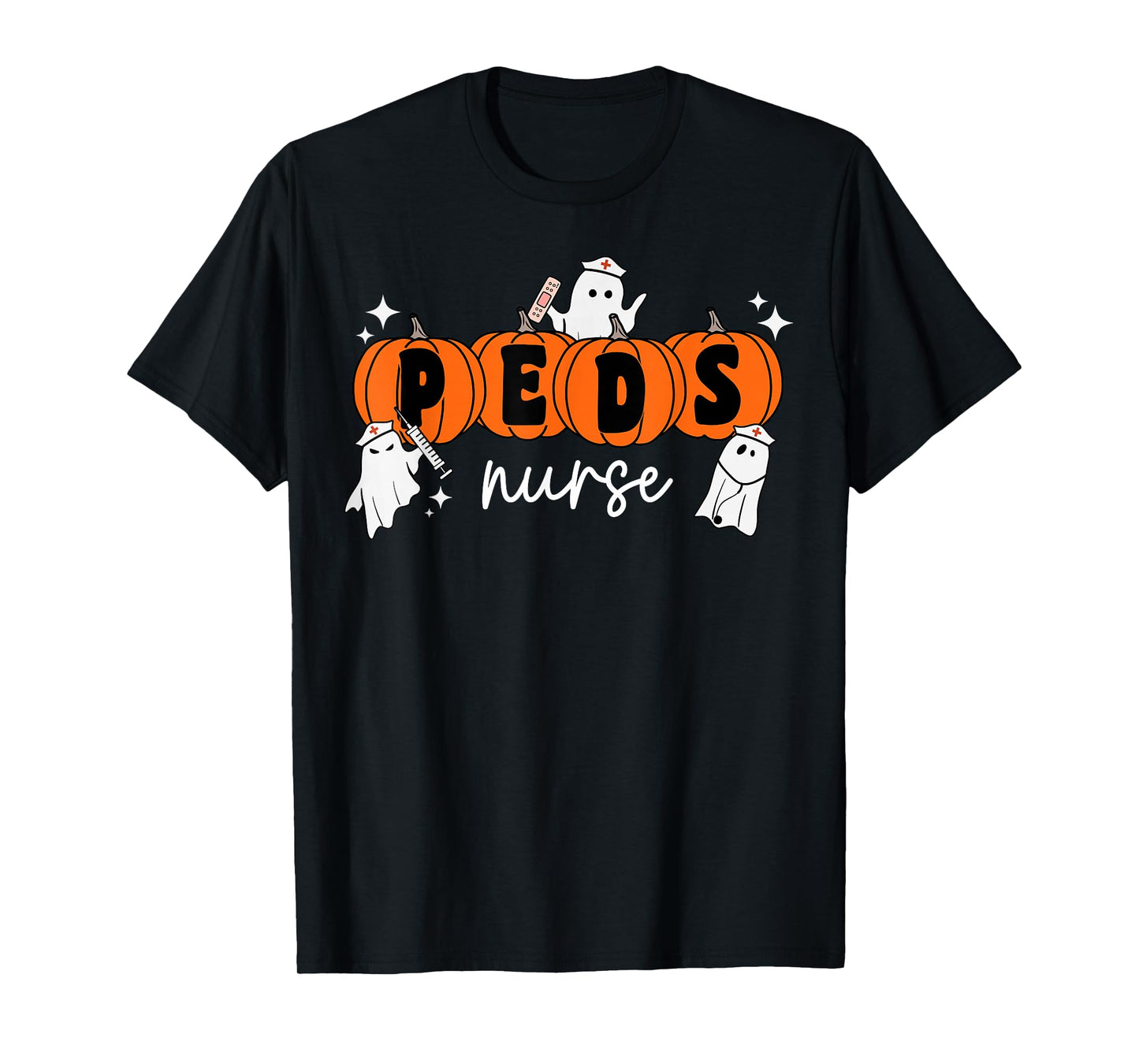 Peds Nurse Crew Ghost Pumpkin Pediatric Nurse Halloween T-Shirt