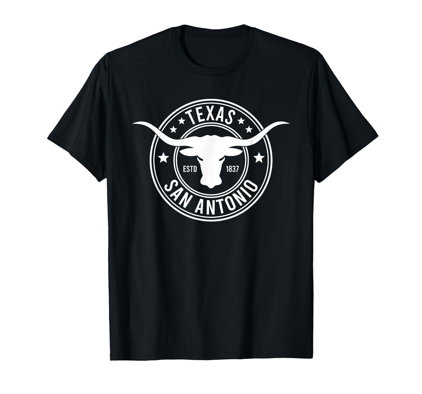 San Antonio Texas Black Heart T-Shirt, Unisex-Adults, Small, Short Sleeve, Crew Neck