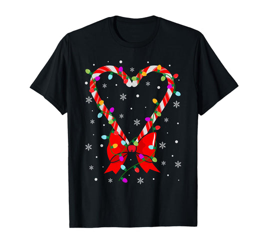 Candy Cane Heart Christmas Love Candy Xmas Men Women Kids T-Shirt