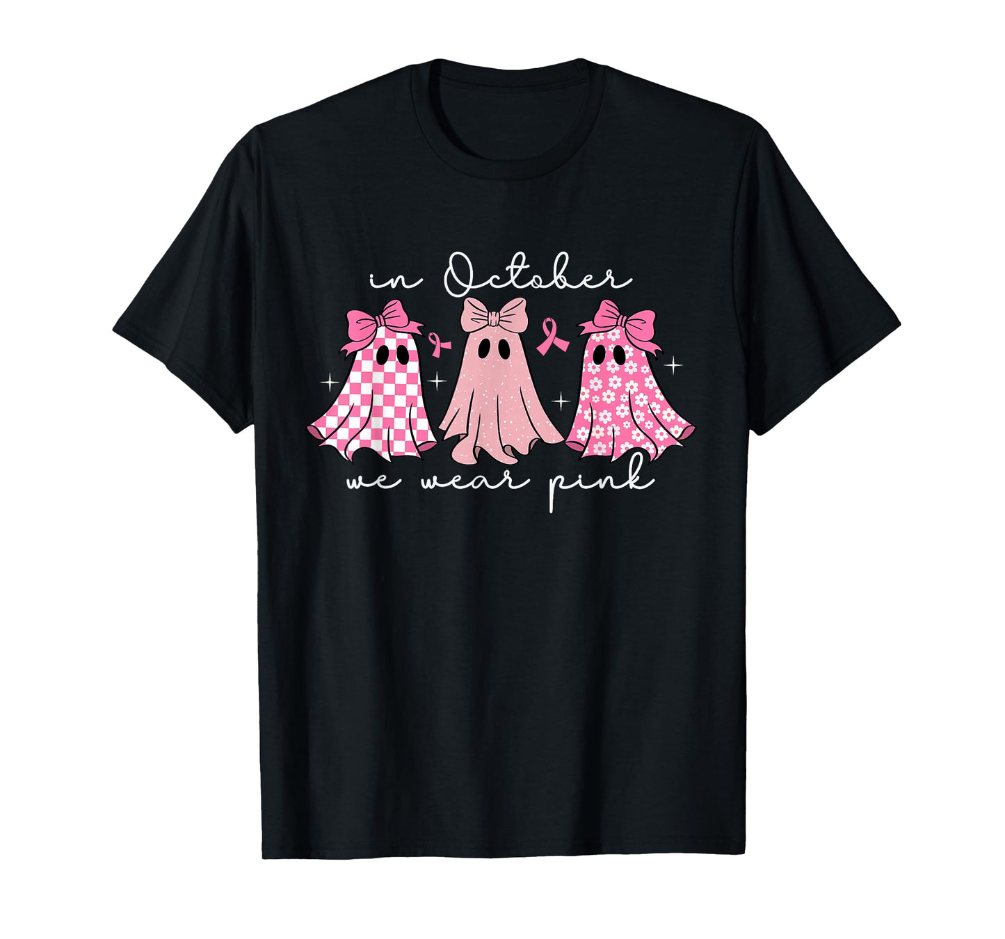 in October We Wear Pink Cute Ghost Women's Kids T-Shirt