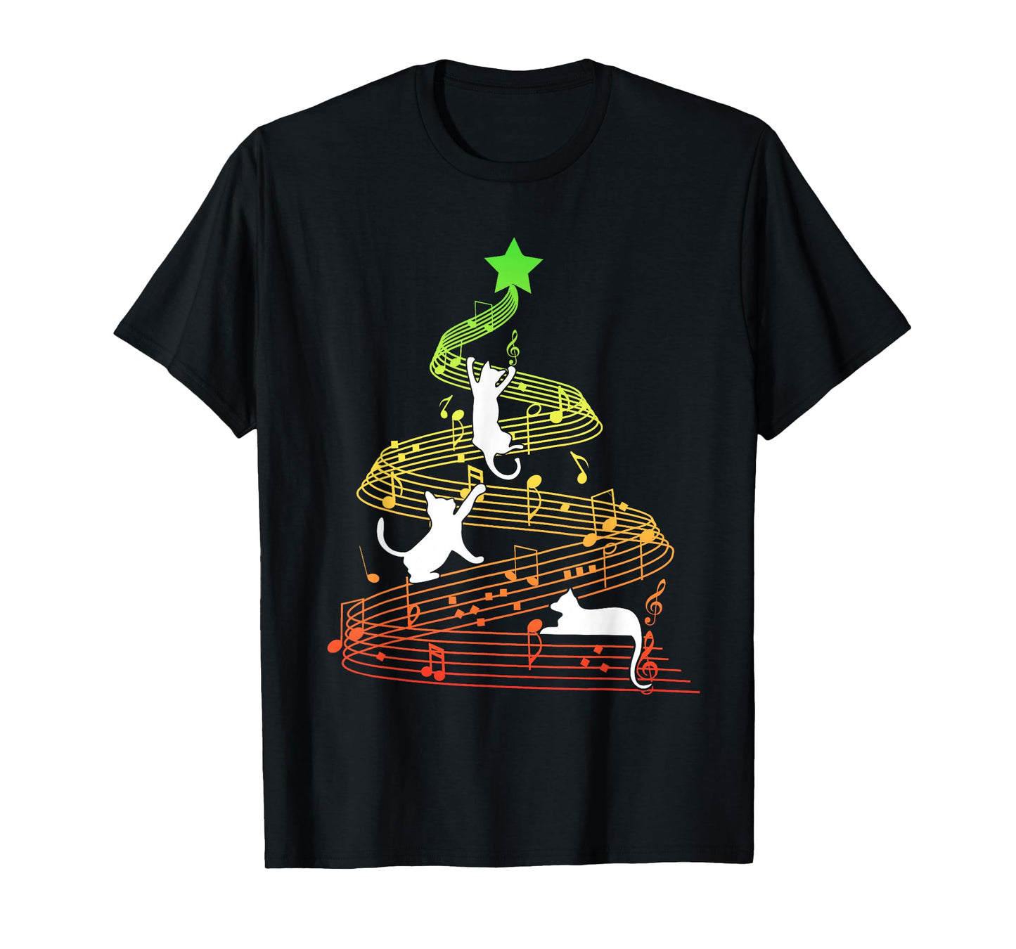 Cat Music Christmas Musician Feline Lover Xmas Pajamas T-Shirt