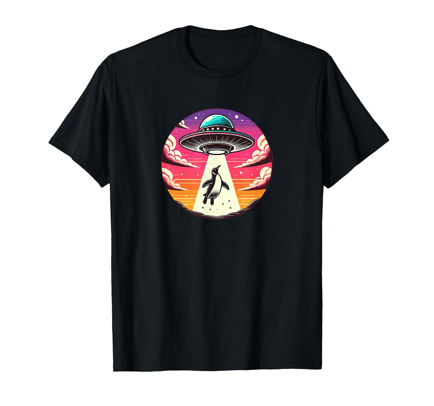 Penguin Abducted Alien Spacecraft Outer Space Abduction T-Shirt