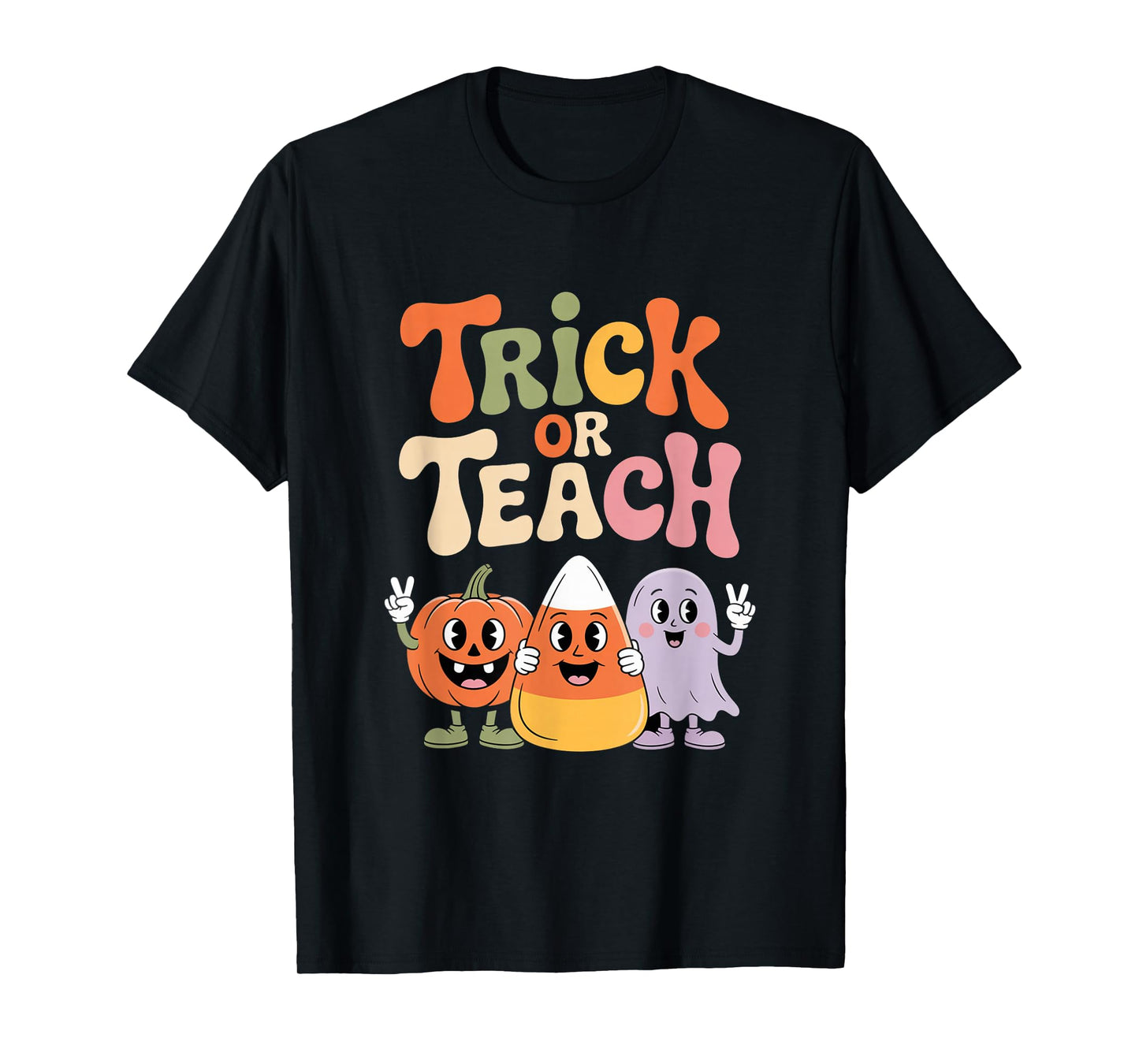 Trick or Teach Candy Corn and Pumpkin Ghosts T-Shirt