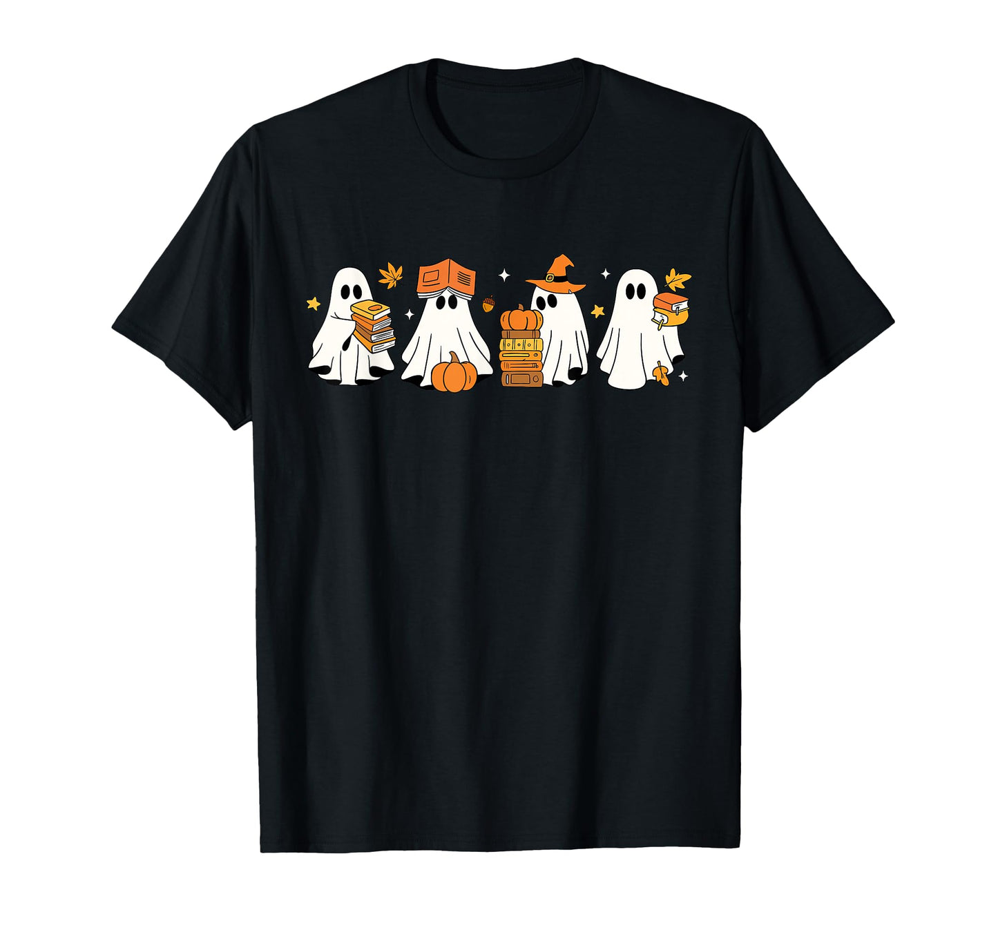 Funny Ghost Book Reading Halloween Books Lover Teacher Kids T-Shirt