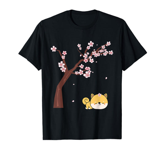 Cherry Blossom Cute Kawaii Shiba Inu Kawaii Japanese Style T-Shirt