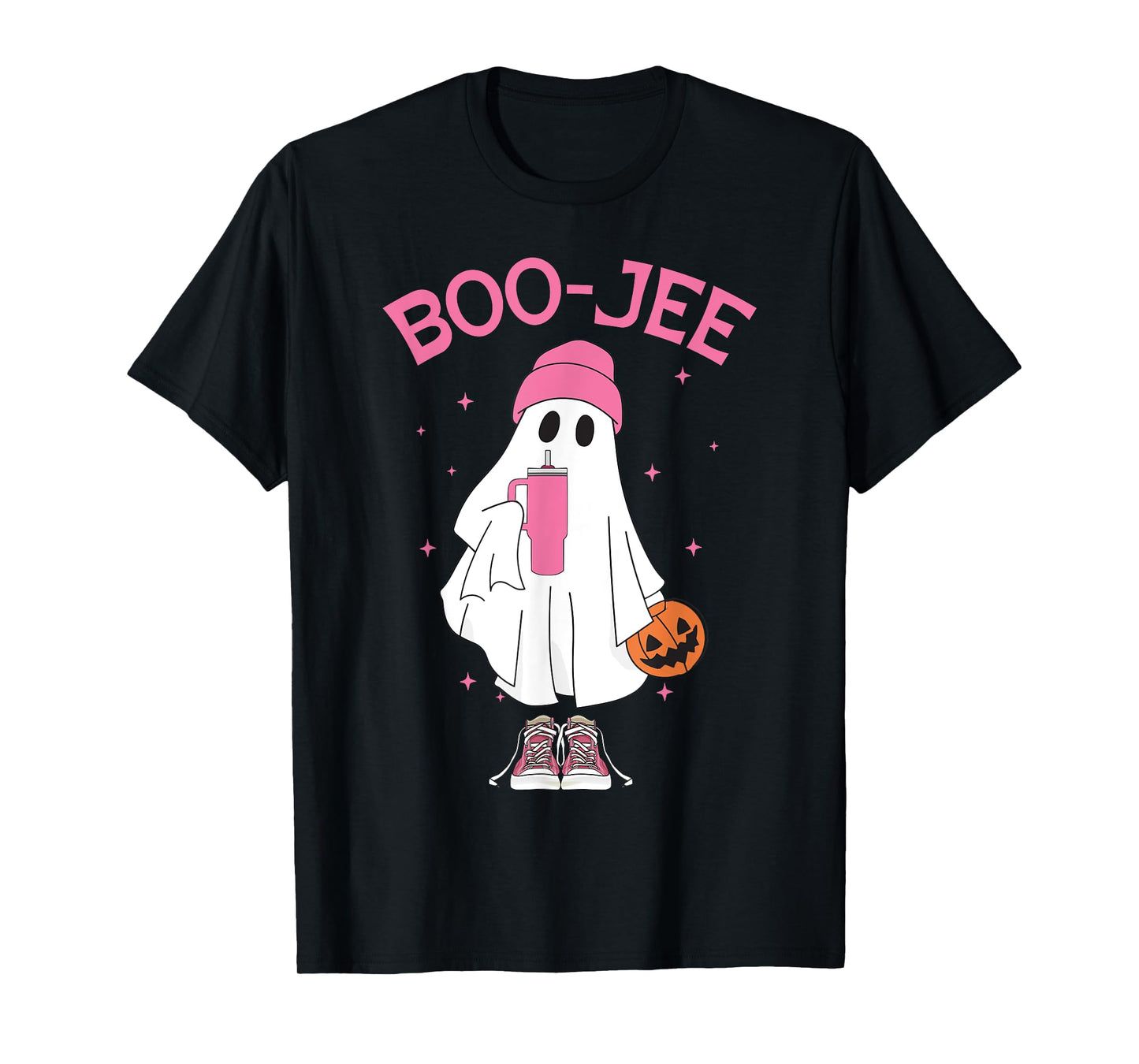 Boo-Jee Spooky Season Ghost Pink Halloween Pumpkin Boujee T-Shirt
