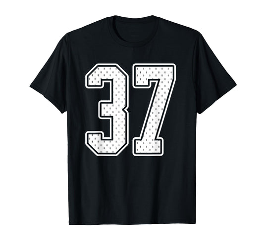 #37 White Vintage Number 37 Sports Fan Jersey Style T-Shirt
