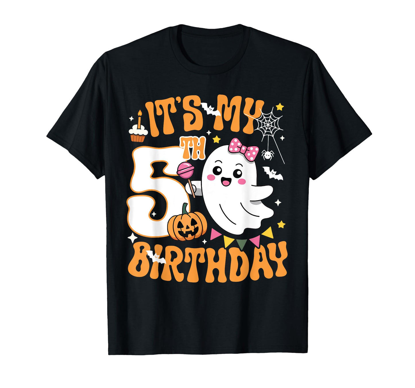 It's My 5th Birthday 5 Years Old Funny Halloween Boo Ghost T-Shirt