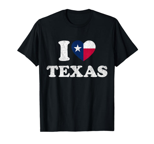 I Love Texas T-Shirt TX State Flag Tee Souvenir T-Shirt