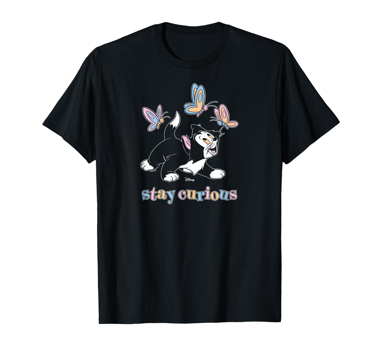 Figaro - Pinocchio Cat Stay Curious Butterflies T-Shirt