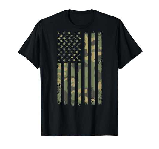 Vintage Camouflage American Flag Men, Women, Teens, & Kids T-Shirt