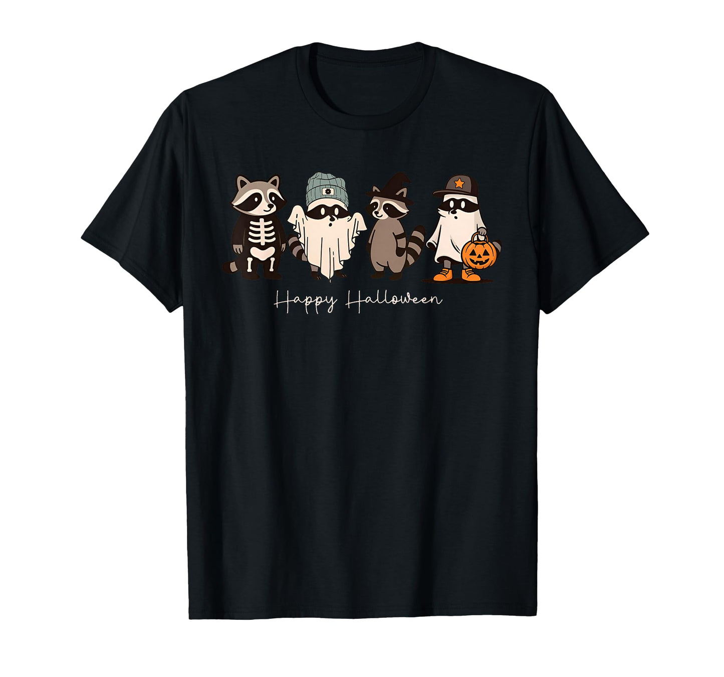 Cute Racoon Mummy Monster Funny Halloween Raccoon Costume T-Shirt