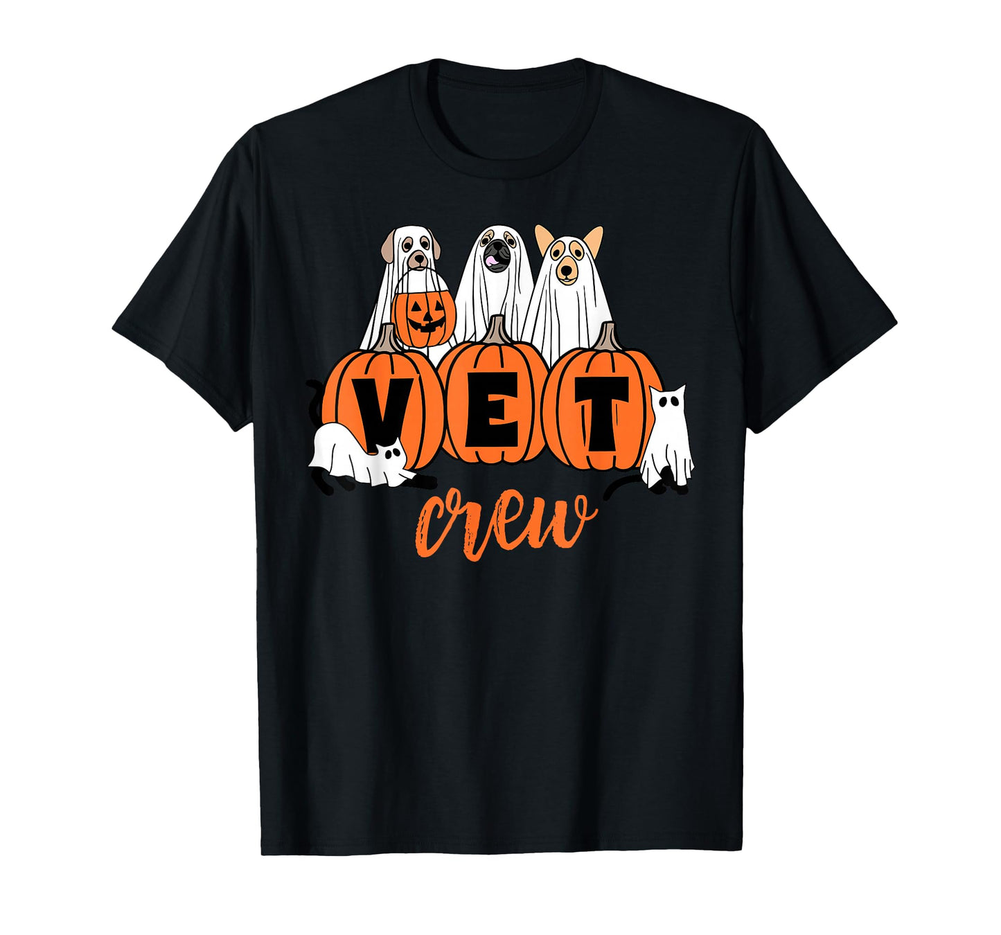 Halloween Vet Crew Pumpkin Dog Cat Ghost Veterinary Vet Tech T-Shirt