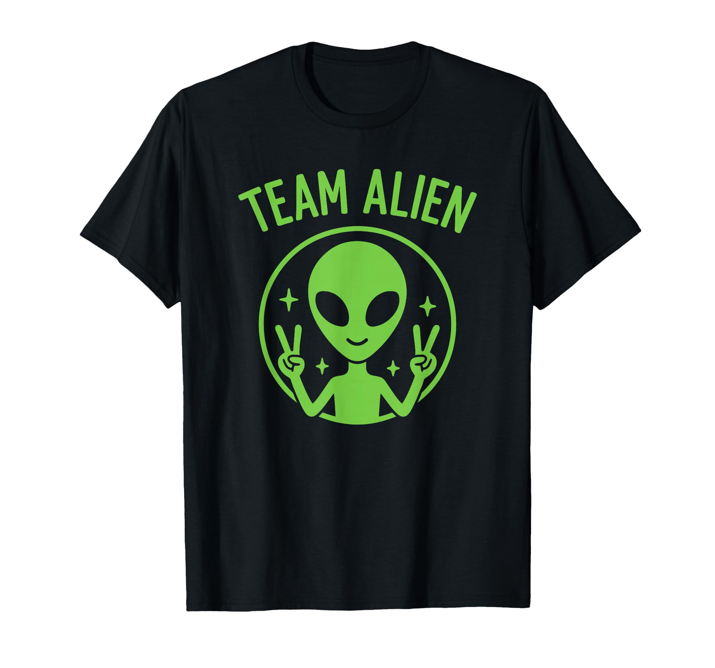 Team Alien – Funny Green Extraterrestrial Peace Sign Cartoon T-Shirt