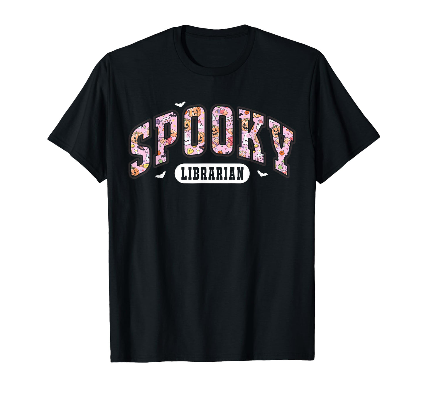 Spooky School Librarian Era Girly Pink Halloween Library T-Shirt
