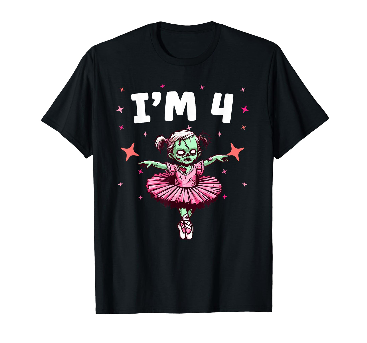 Ballerina Zombie Birthday 4th Birthday Party I'm 4 T-Shirt