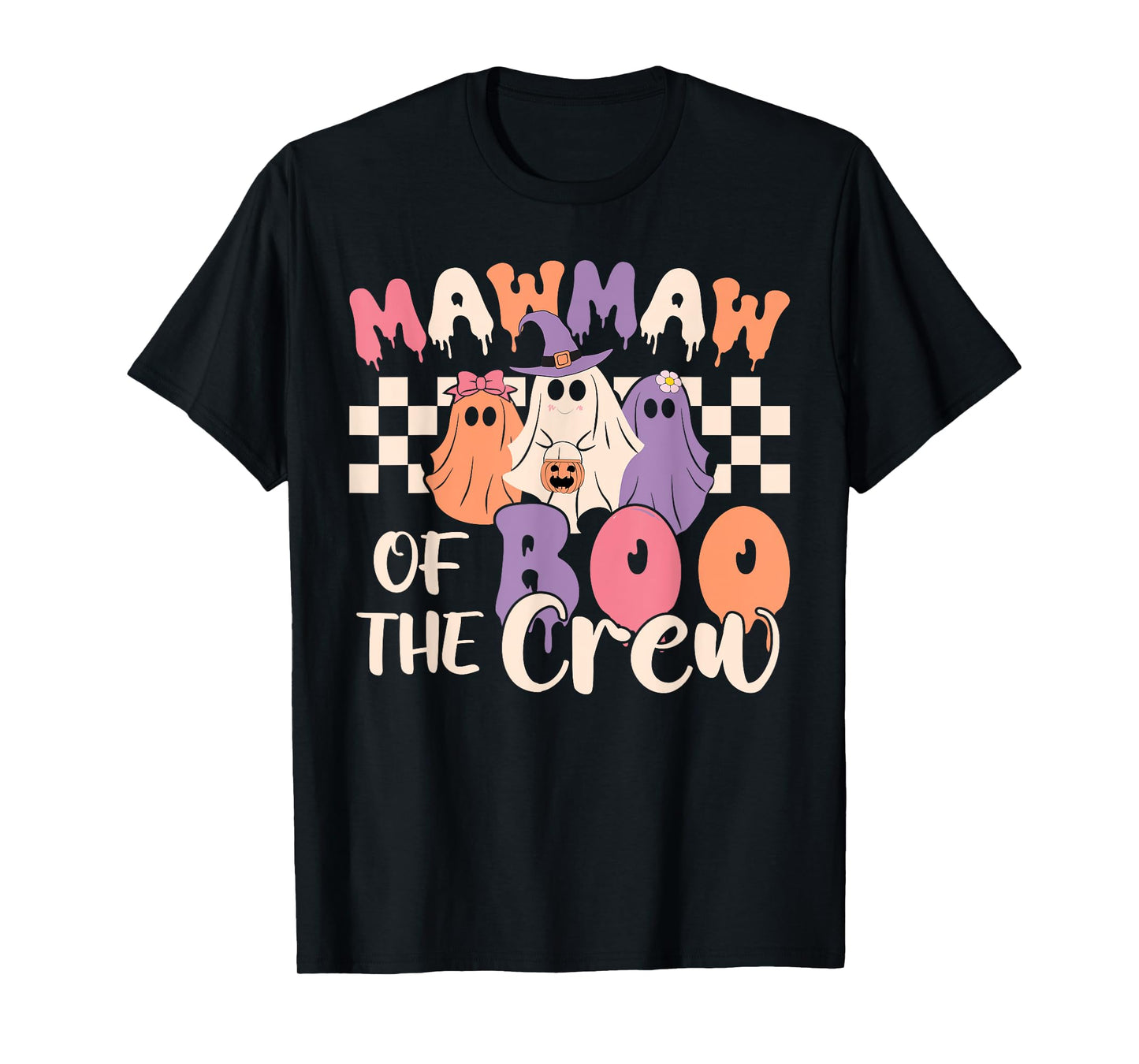 Mawmaw Of The Boo Crew Retro Ghost Spooky Halloween Family T-Shirt