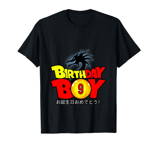 Kids 9 Year Old 9th Dragon Anime Style Birthday Gift for Boys T-Shirt