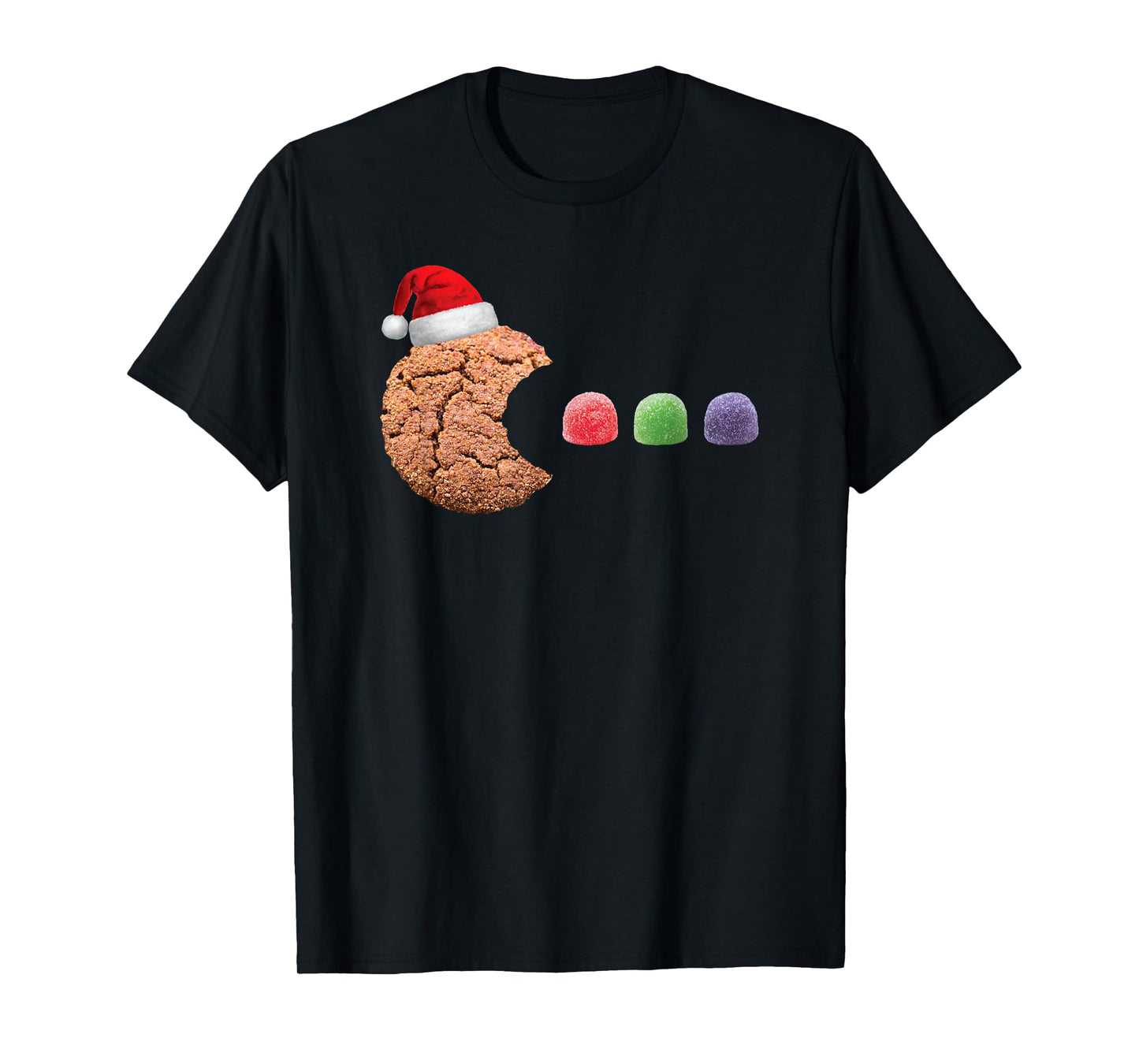 Funny 80's Retro Gamer Gingerbread Cookie Gumdrops Christmas T-Shirt