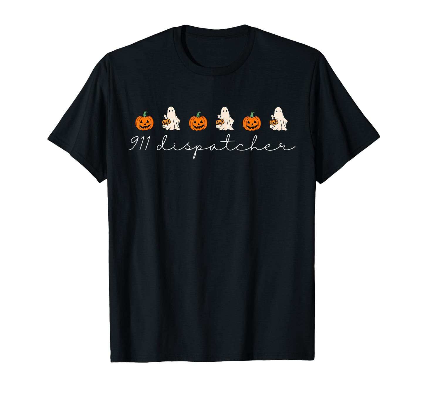 911 Dispatcher Pumpkin Spooky Ghost Halloween Dispatch T-Shirt