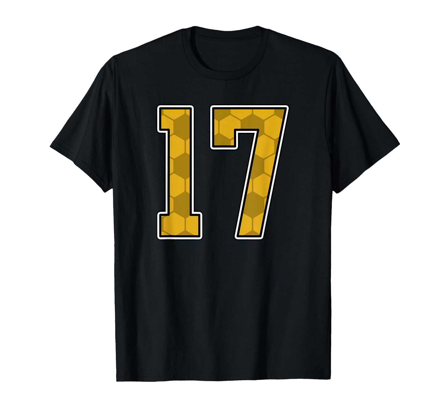 Gold Soccer Pattern Number 17 Jersey Player Uniform #17 T-Shirt