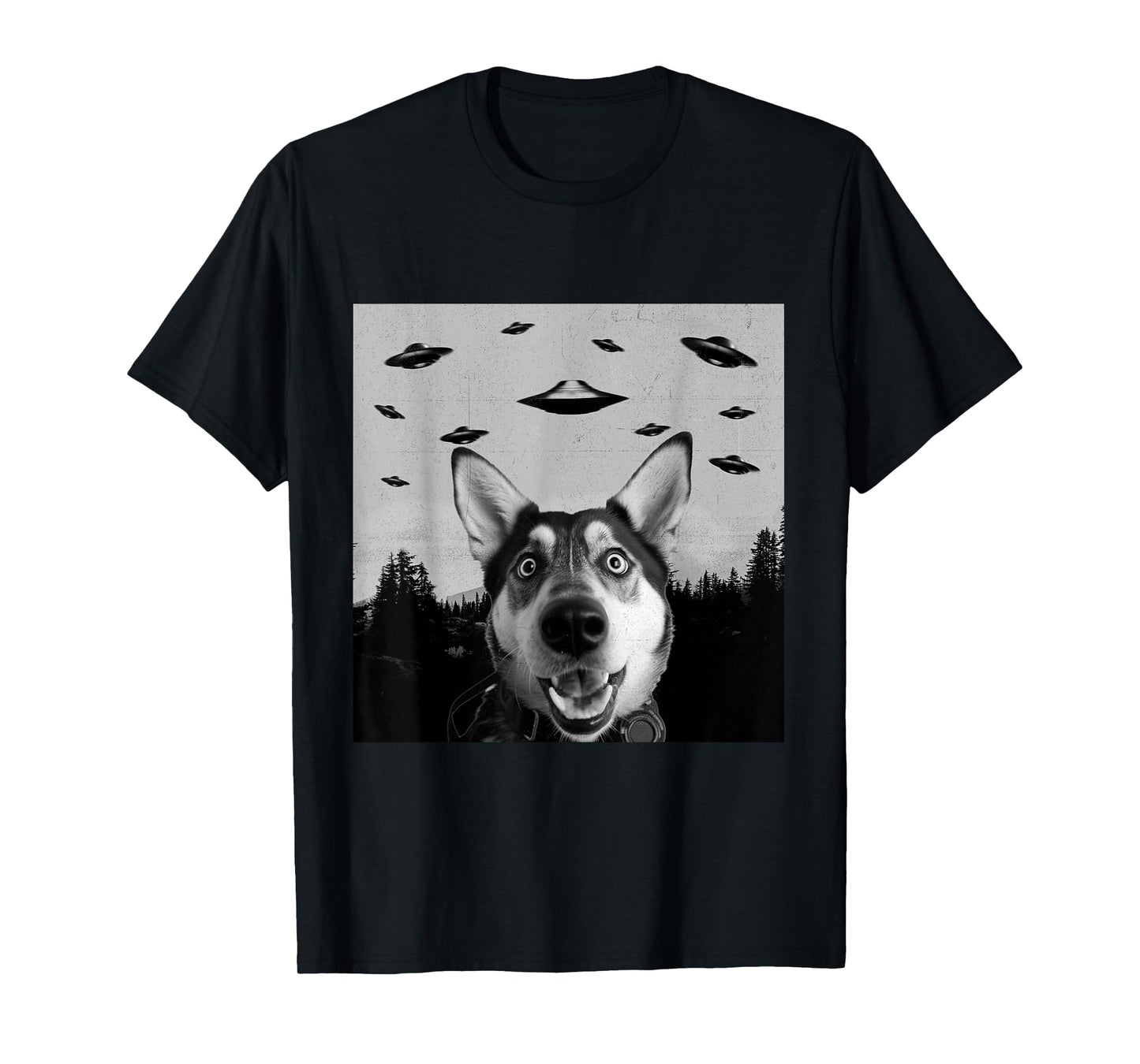 Alien UFO Funny Shepsky Dog Lover Men Women Kids T-Shirt