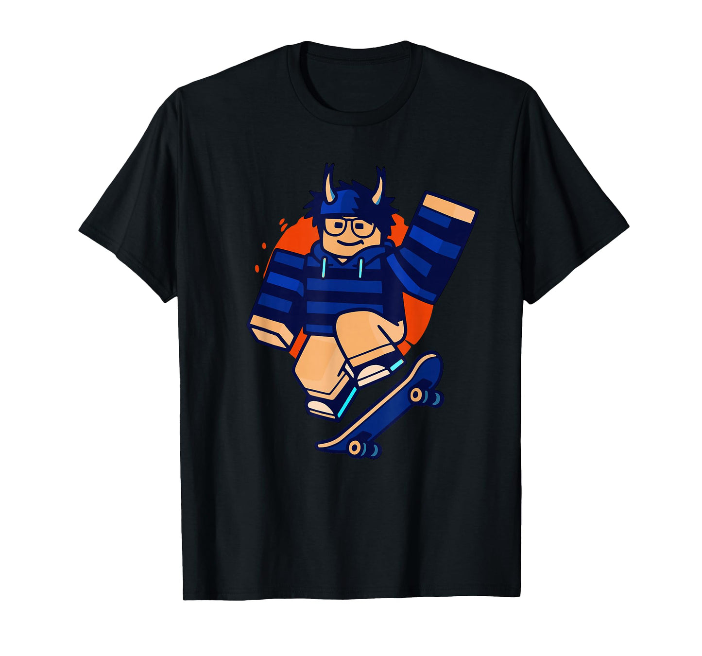 Blox Noob Skater Funny Meme Gamer Skateboarding T-Shirt