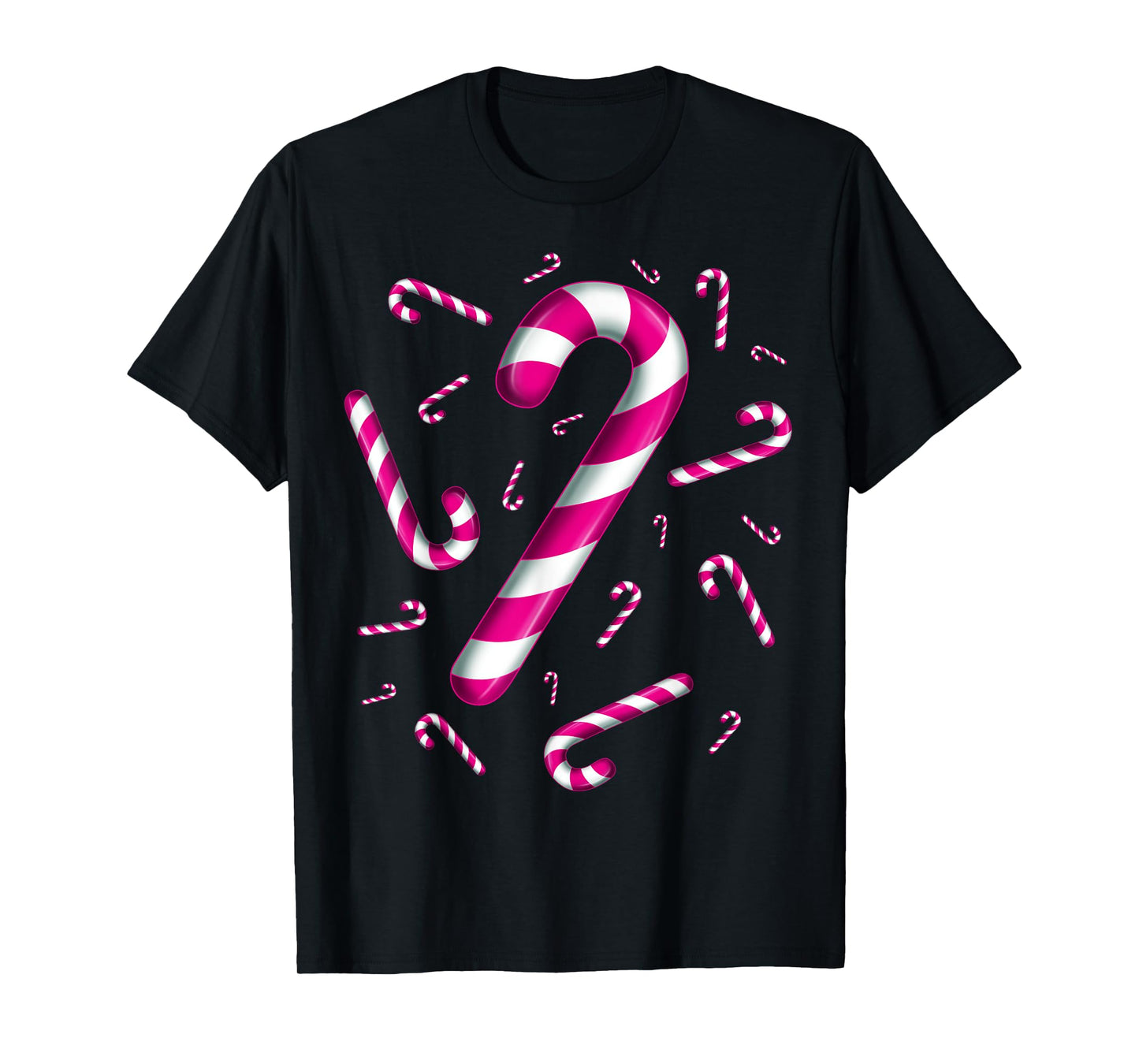 Candy Cane Christmas Crew Santa Pink for Women Kids Girls T-Shirt
