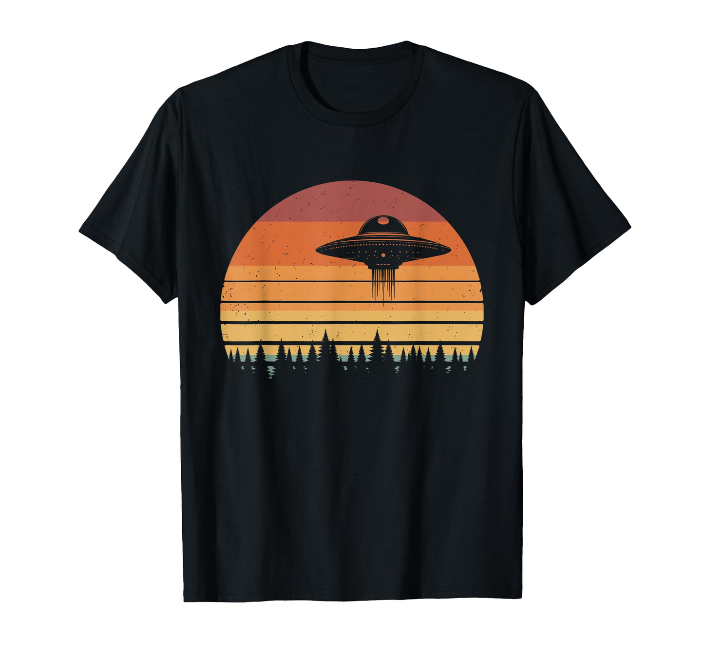 UFO Abduction Moon Day Retro Alien Spaceship Sci-fi T-Shirt