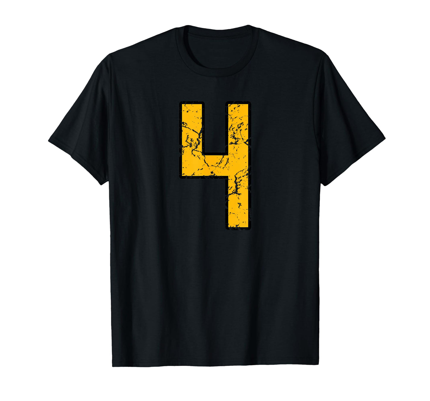 Gold and Black Sports Number 4 Jersey Uniform Player T-Shirt