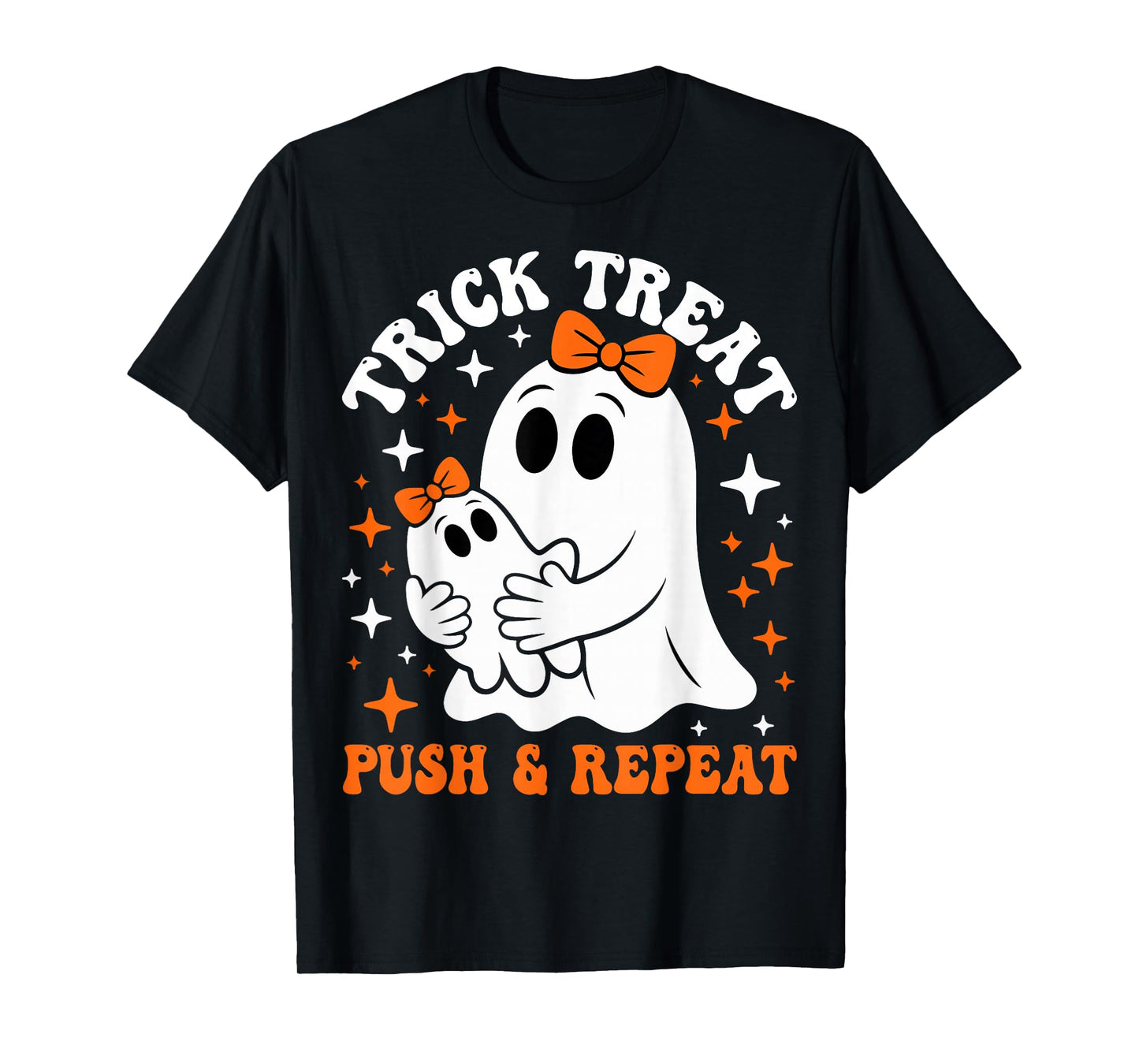 Trick Treat Push Repeat Labor Nurse Spooky Halloween T-Shirt