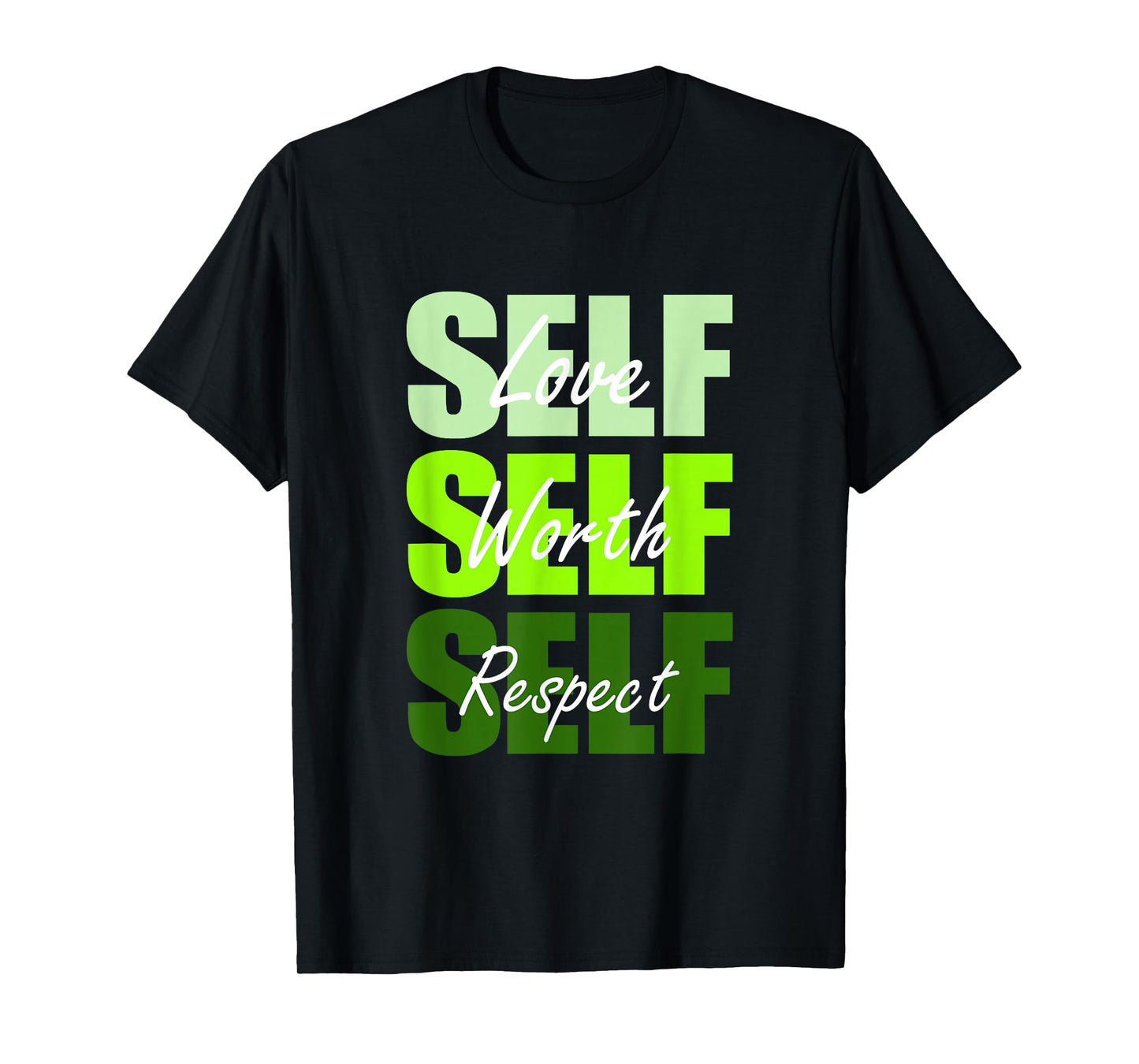 Green Self-ish X 3 Green Color Graphic T-Shirt