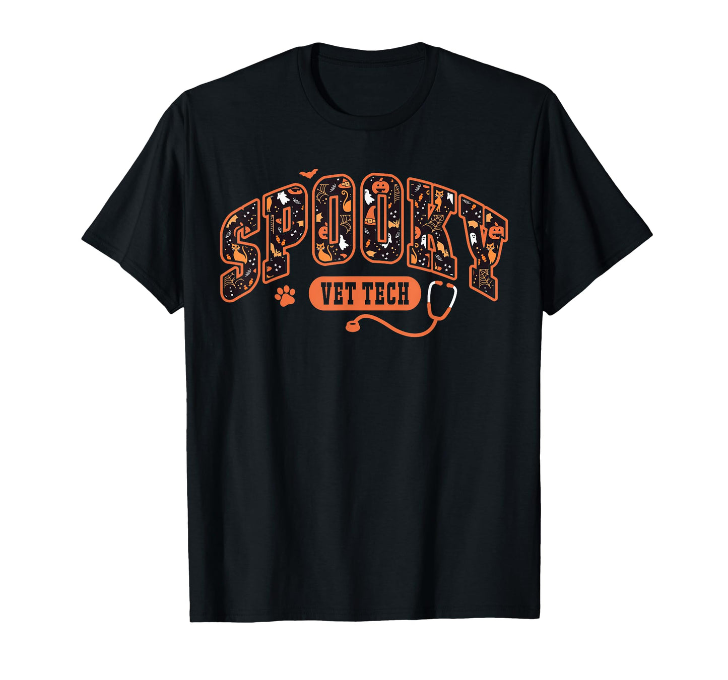 Spooky Vet Tech Veterinarian Halloween Veterinary Dog Paw T-Shirt