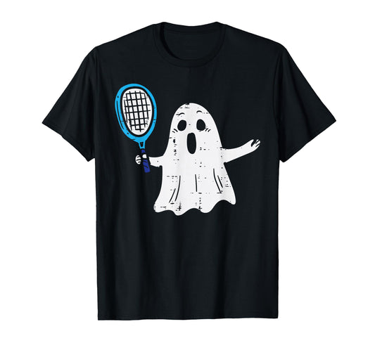 Ghost Playing Tennis Halloween Costume Sports Men Women Kids T-Shirt