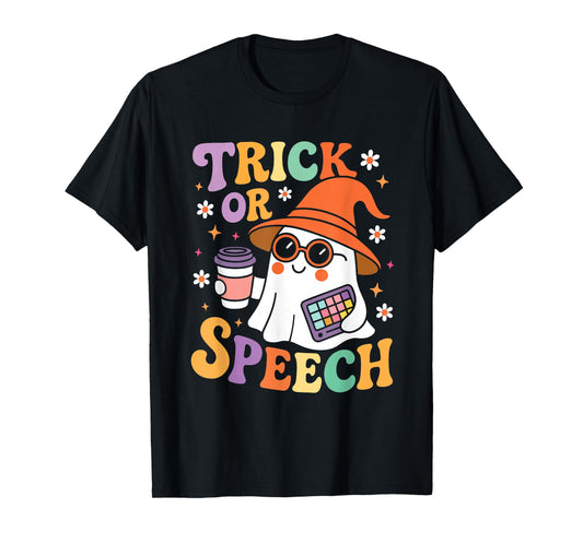 Trick or Speech Halloween SLP Retro Speech Therapy Halloween T-Shirt