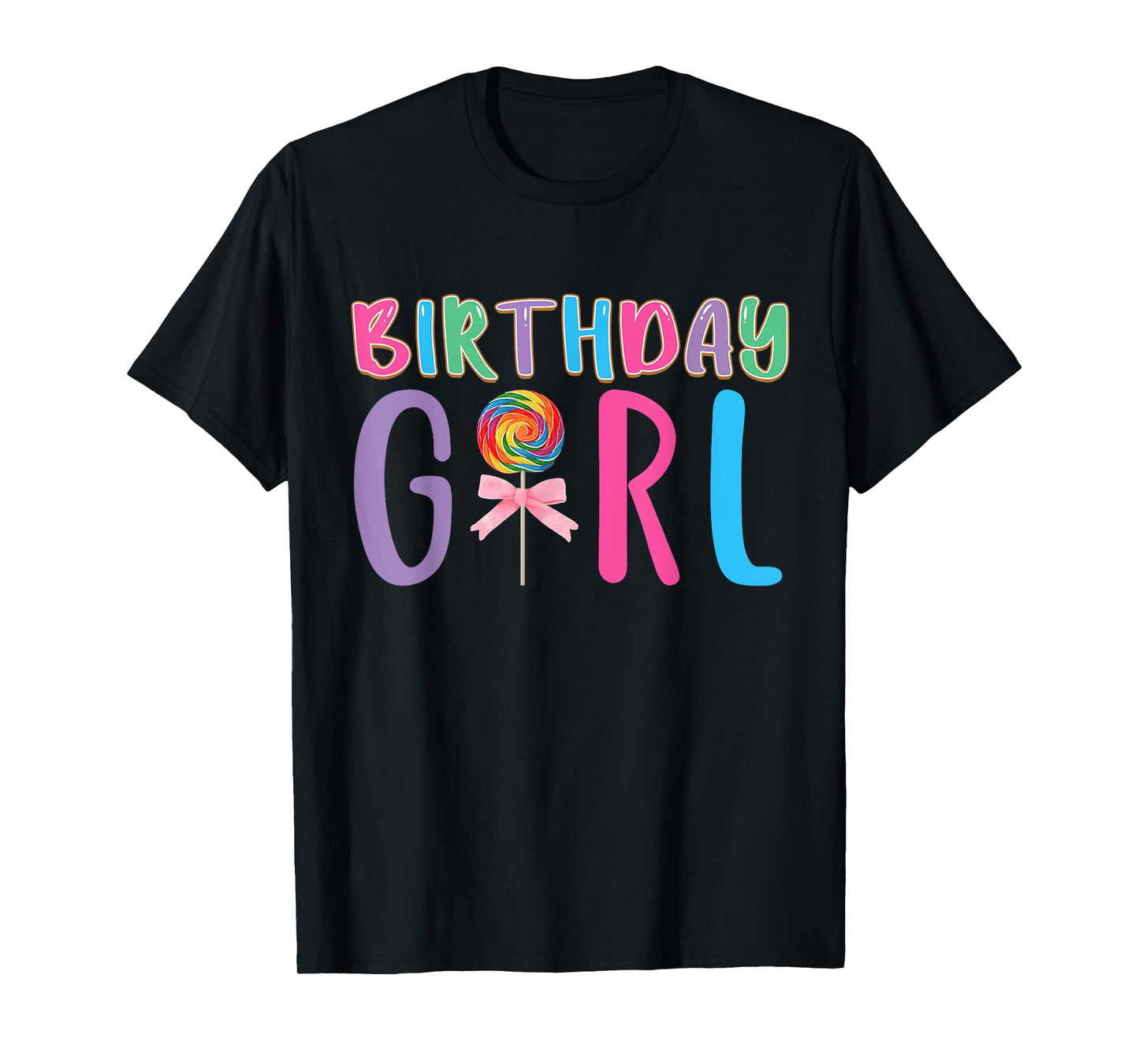 Lollipop Candy Theme Birthday Party Bday Girl Coquette Bow T-Shirt