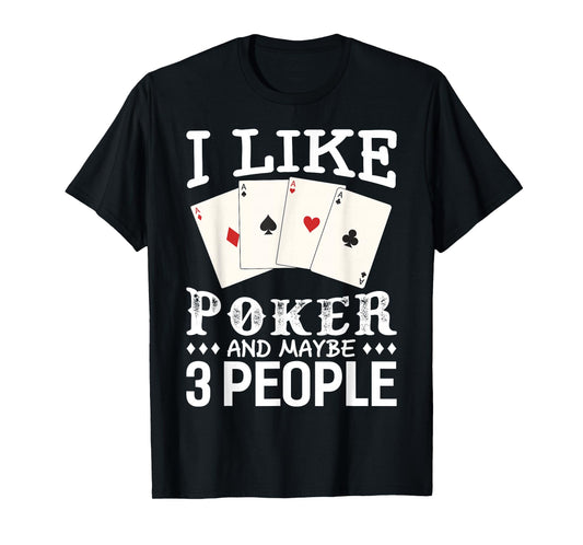 Poker Game Gift Tees Unisex Poker T-Shirt Black Small Crew Neck Short Sleeve Letter Print Modern Poker Humor Gift
