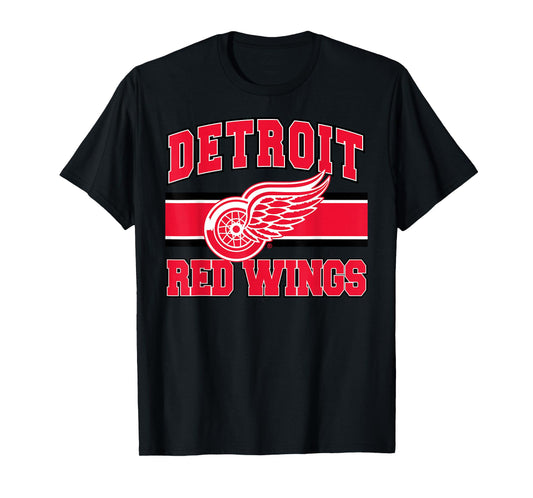 Detroit Red Wings Stripe White Officially Licensed T-Shirt
