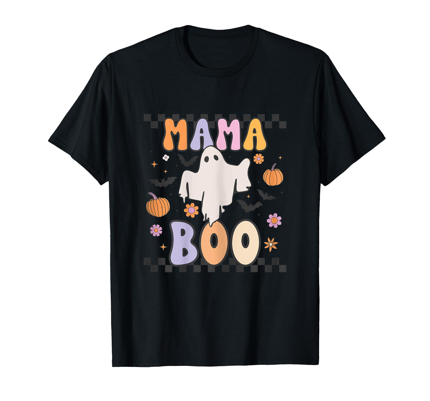 Mama Boo Cute Retro Groovy Ghost Halloween Family Matching T-Shirt