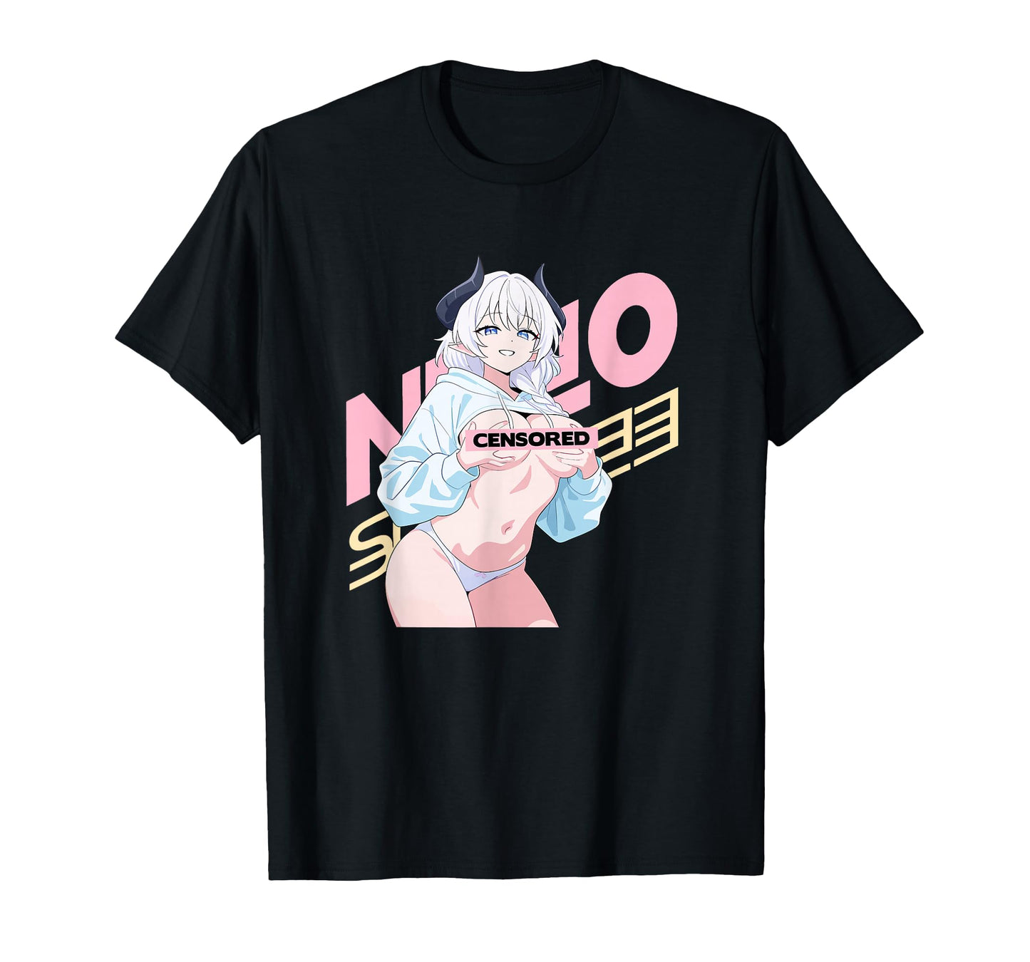 Waifu Sexy Anime Girl Horns Japanese Retro Art T-Shirt