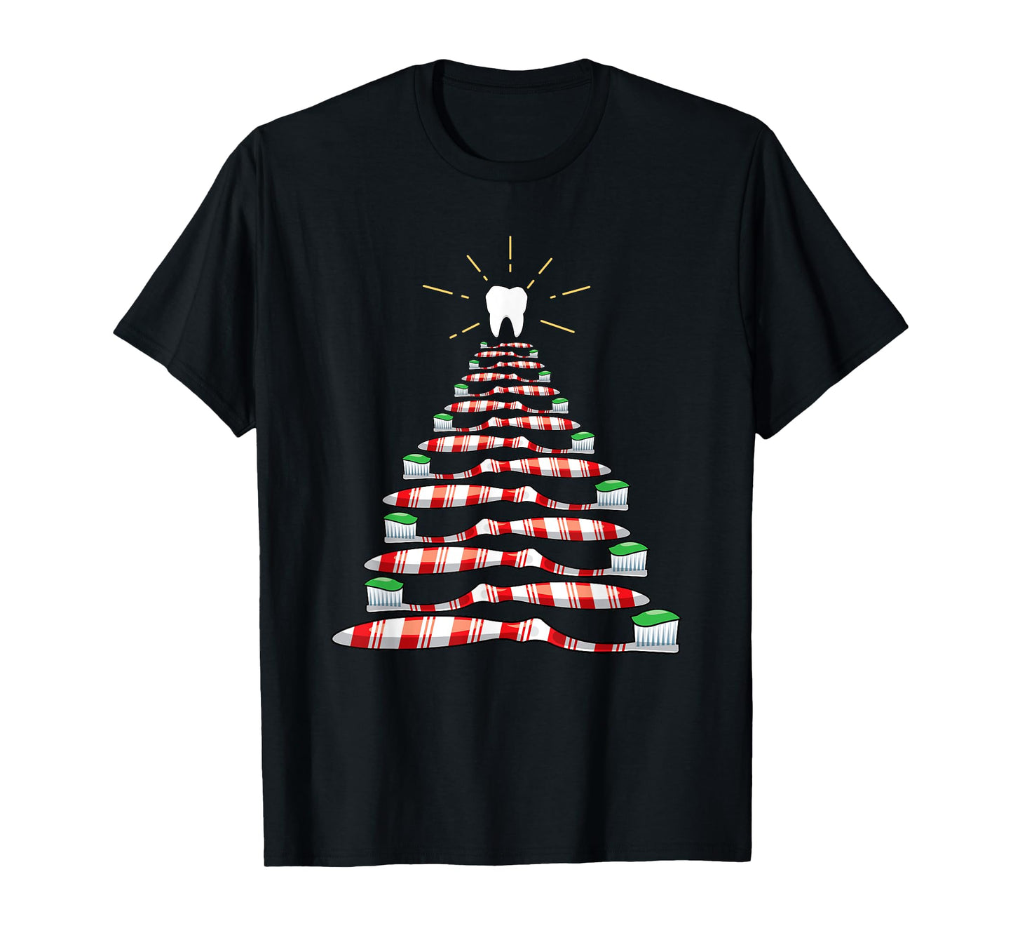 Dental Christmas Tooth Brush Christmas Tree T-Shirt
