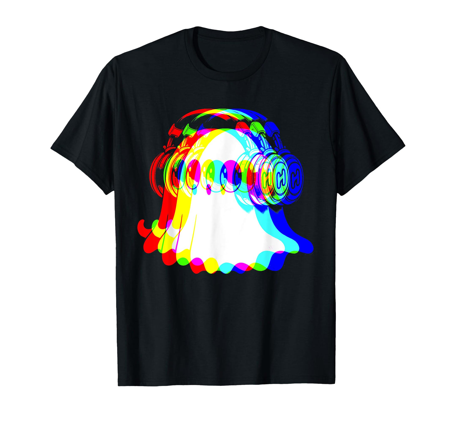 House Music Ghost DJ Rave Color Optical Illusion Halloween T-Shirt