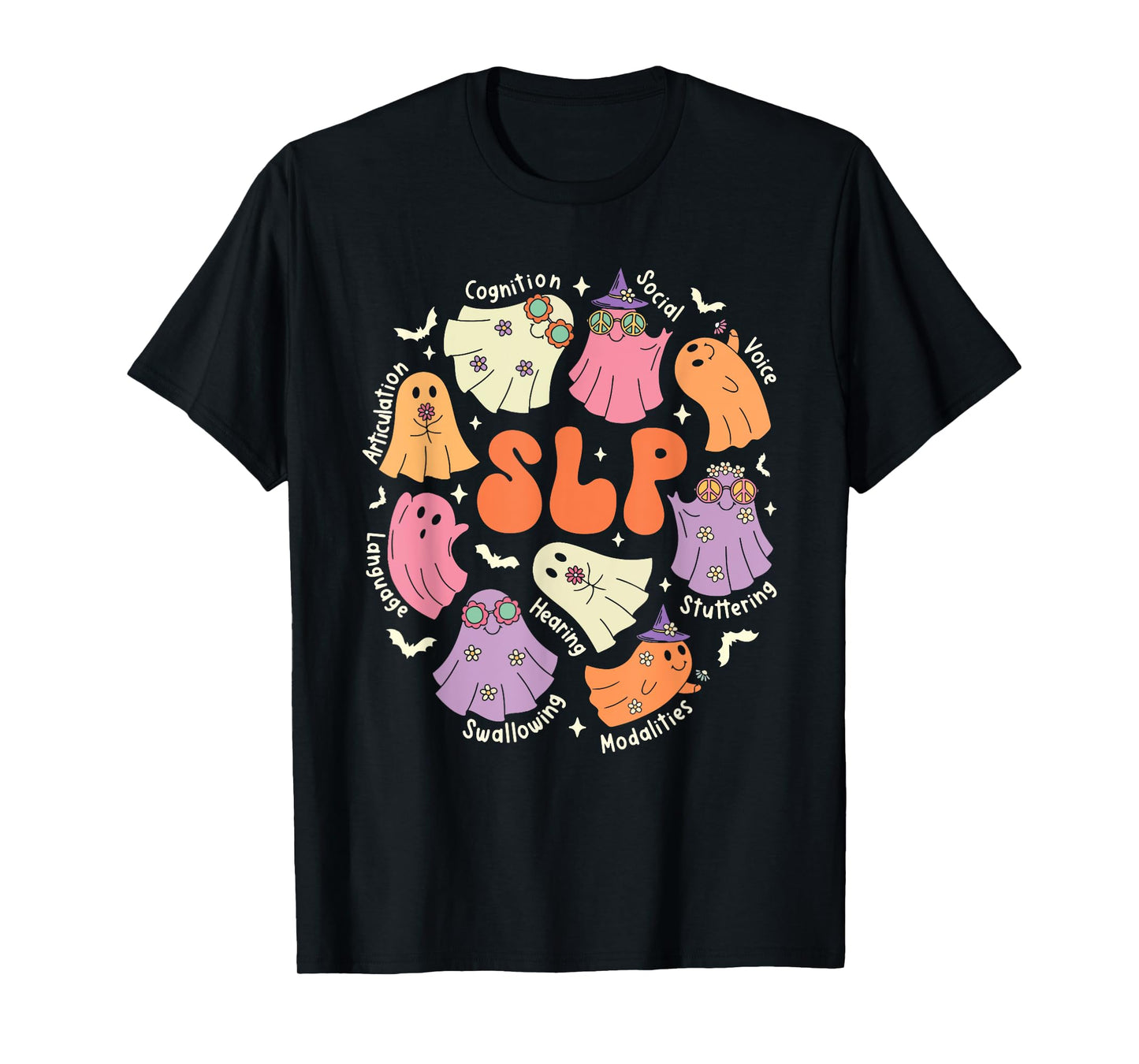 Cute Ghost Friends Halloween AAC SLP Squad Speech Language T-Shirt