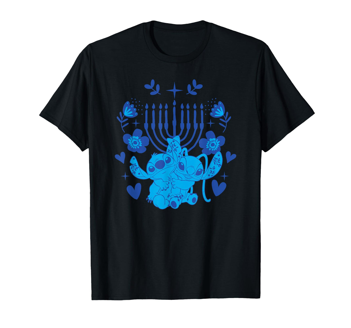 Disney Lilo & Stitch Hanukkah Stitch & Angel Holiday Menorah T-Shirt