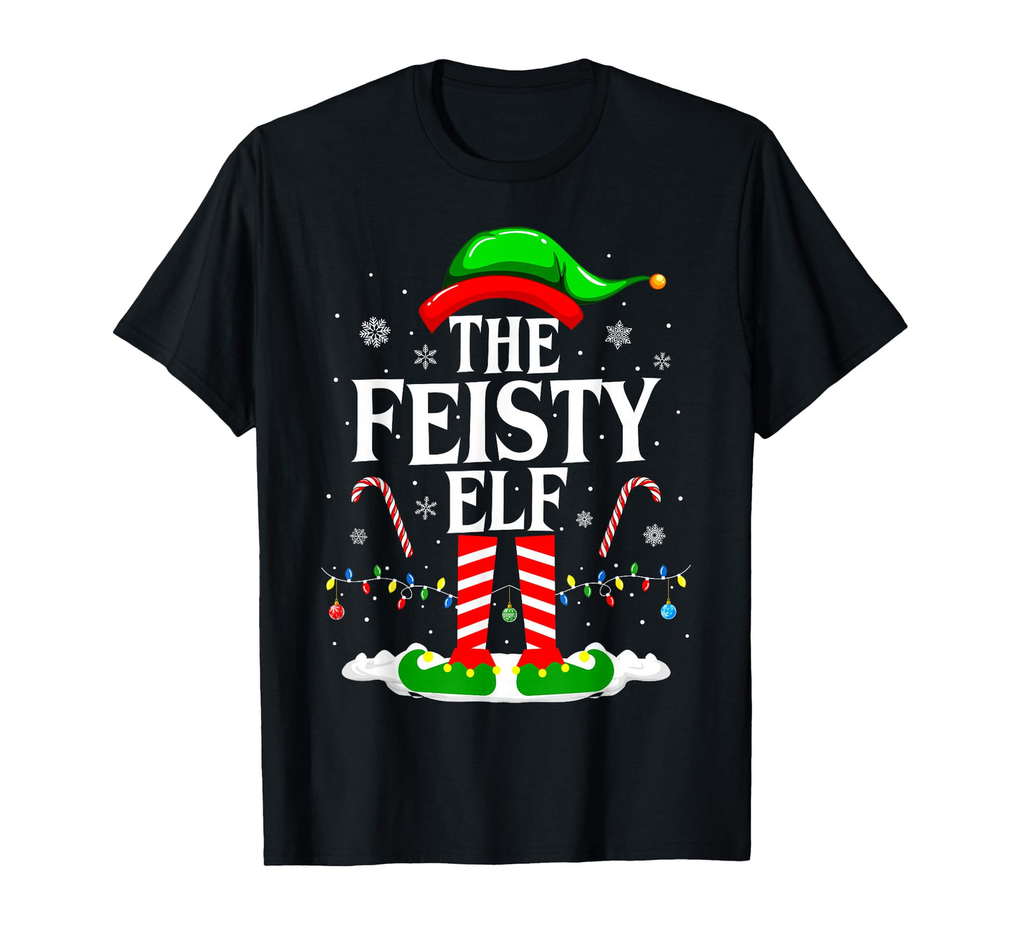 The Feisty Elf Xmas Funny Matching Family Group Christmas T-Shirt