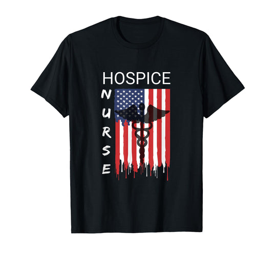 Hospice Nursing Proud & Cool US Flag Patriot Shirt T-Shirt