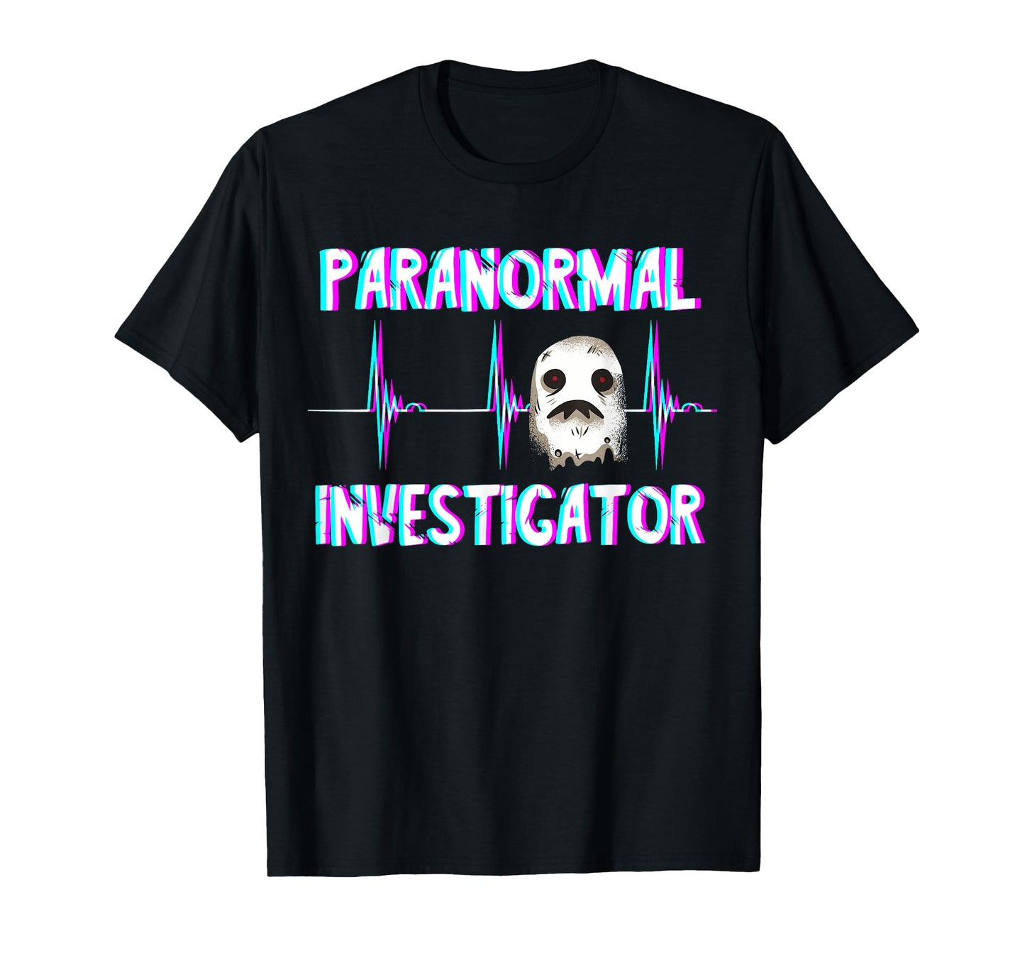 Paranormal Investigator Ghost Hunter Heartbeat ECG Pulse T-Shirt