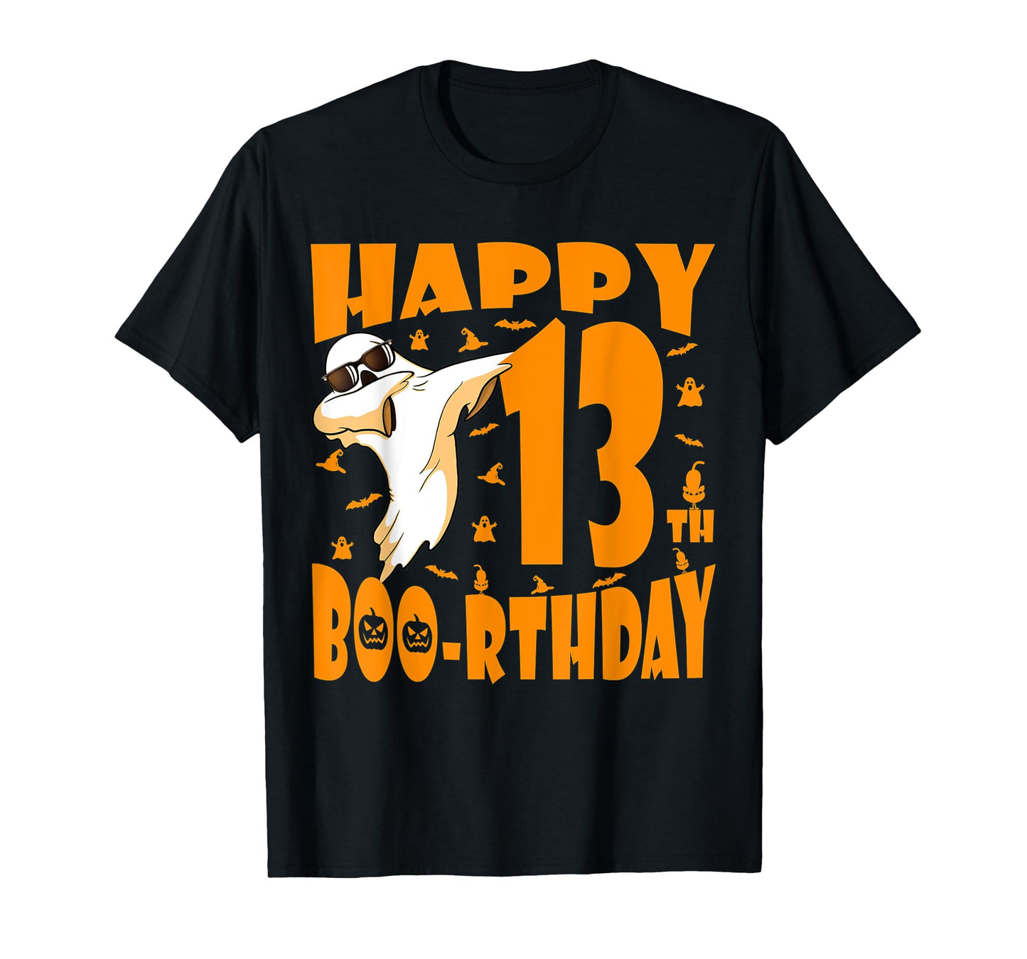 Dabbing Ghost Happy Birthday 13th Happy Boo-rthday Pumpkin T-Shirt