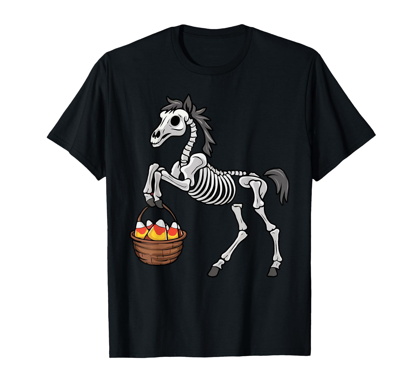 Funny Horse Lover Halloween Skeleton Spooky Candy Corn T-Shirt